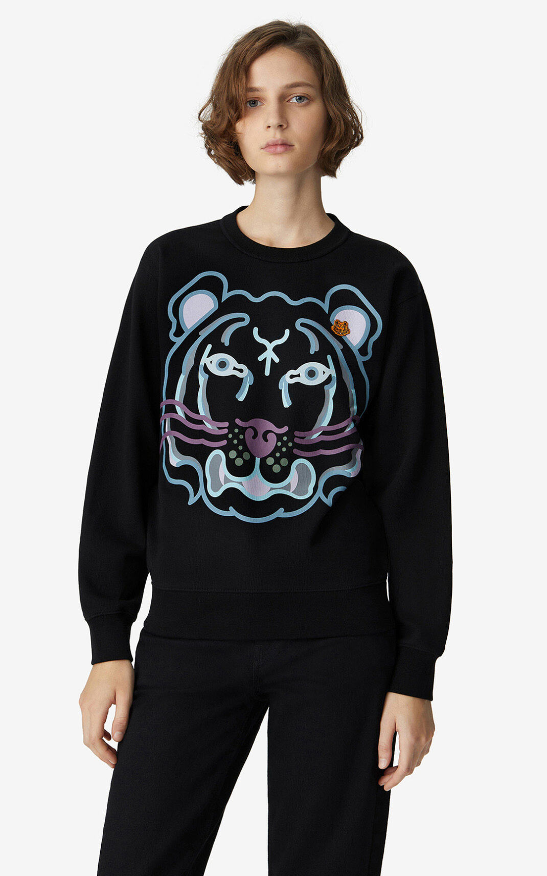Kenzo K Tiger Sweatshirt Black For Womens 4061FIMPH
